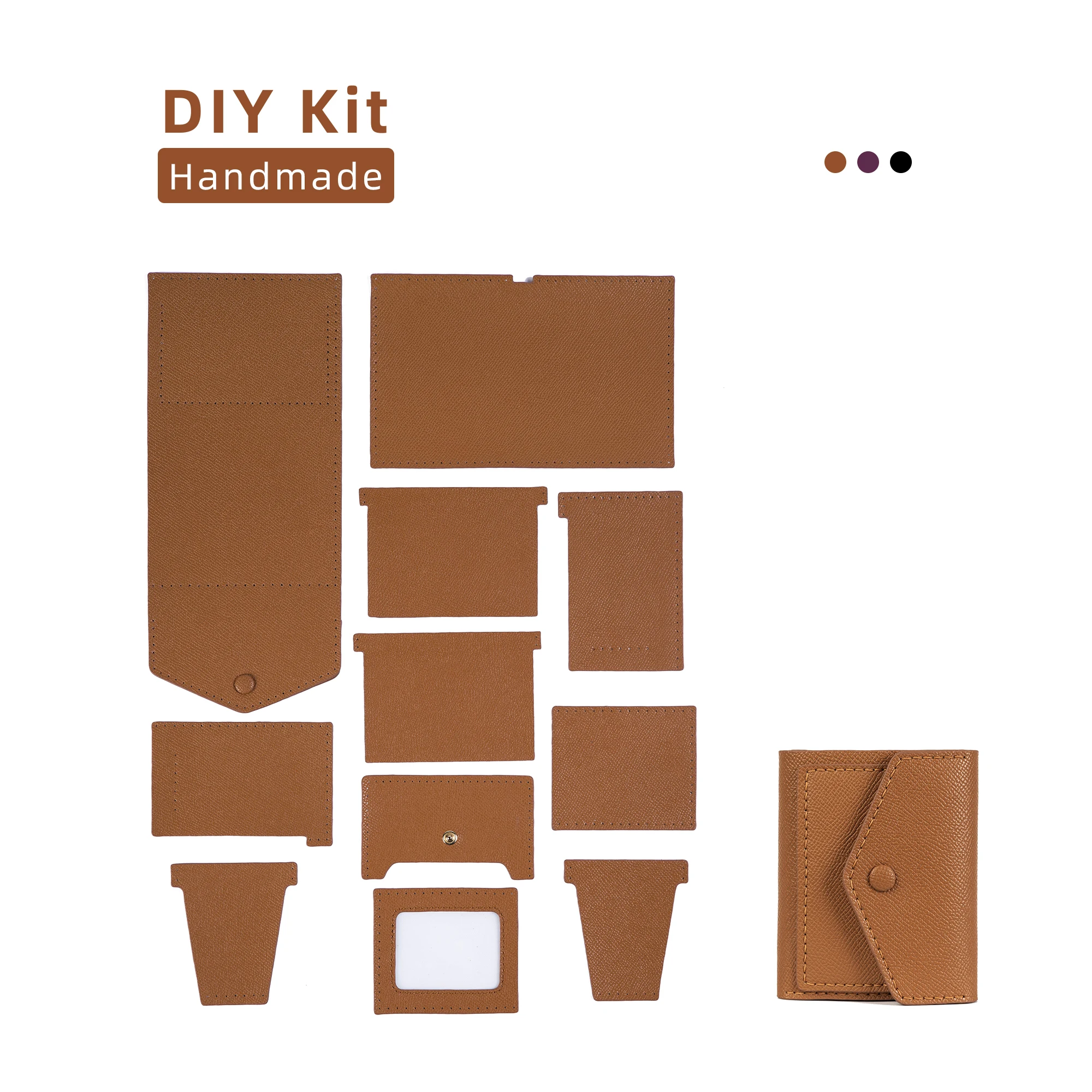 

DIY Fashion Handmade Leather Craft Purse Wallet Complete Kit DIY Leather Wallet Kits for Women, Brown