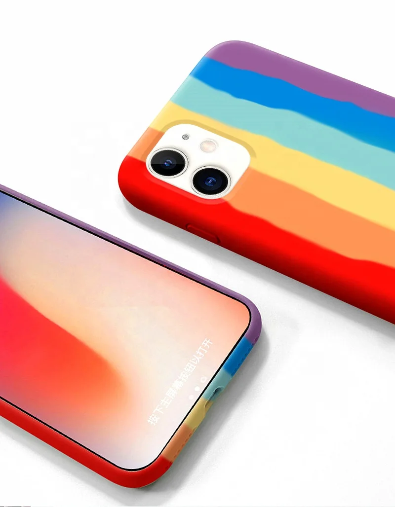 

Latest fashion model rainbow silicone logo printing mobile phone protective Case cover For iPhone 7 8 plus X Xs Xr 11 12 pro max, Multi. (black , pink , white , green ,blue etc .)
