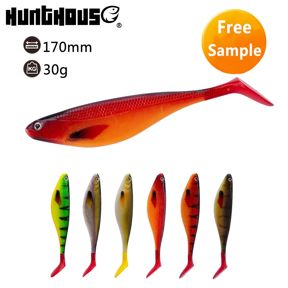 

3D fish eyes PVC plastic t-tail fishing bait big soft lure, 6 colors