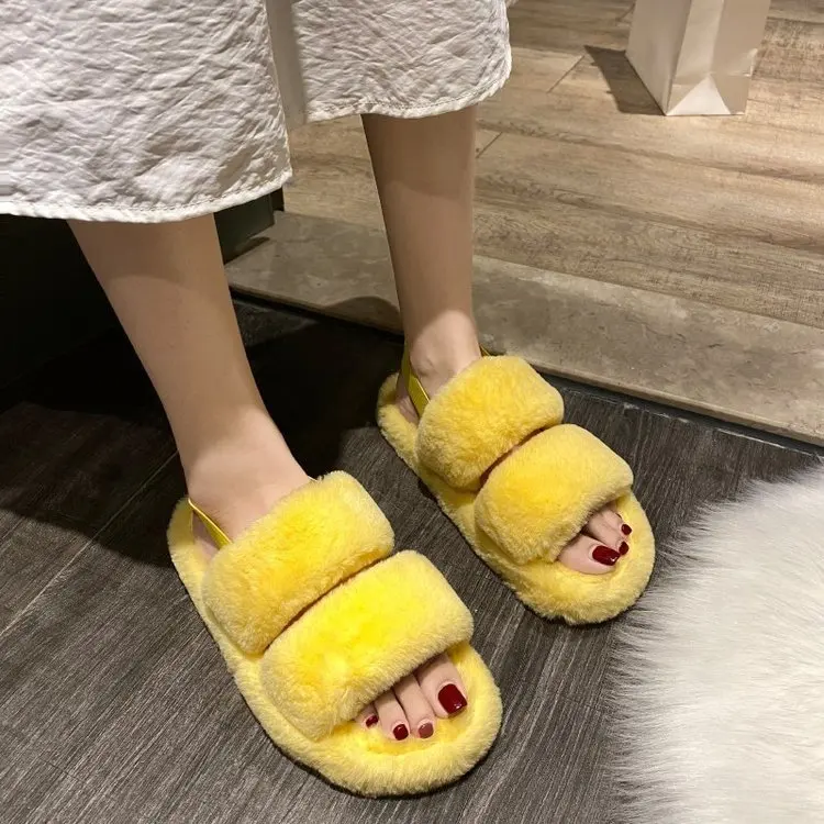 

Fashion Fur Slippers Women's Slippers Women Flat Sandals Fluffy Soft Plush Faux Fur Slides Home Slippers