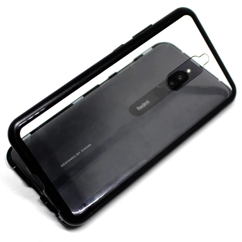 

Single Side For Redmi 8A 8 Magnetic Adsorption Screen Protector Metal Bumper Phone Cases Tempered Glass Back Magnet Cover