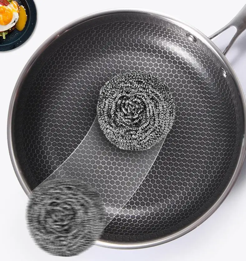 

Wholesale Honeycomb Cubic Nonstick Technology 304 Stainless Steel Fry Pan of Premium Cookware Durable Frying Pan, Silver