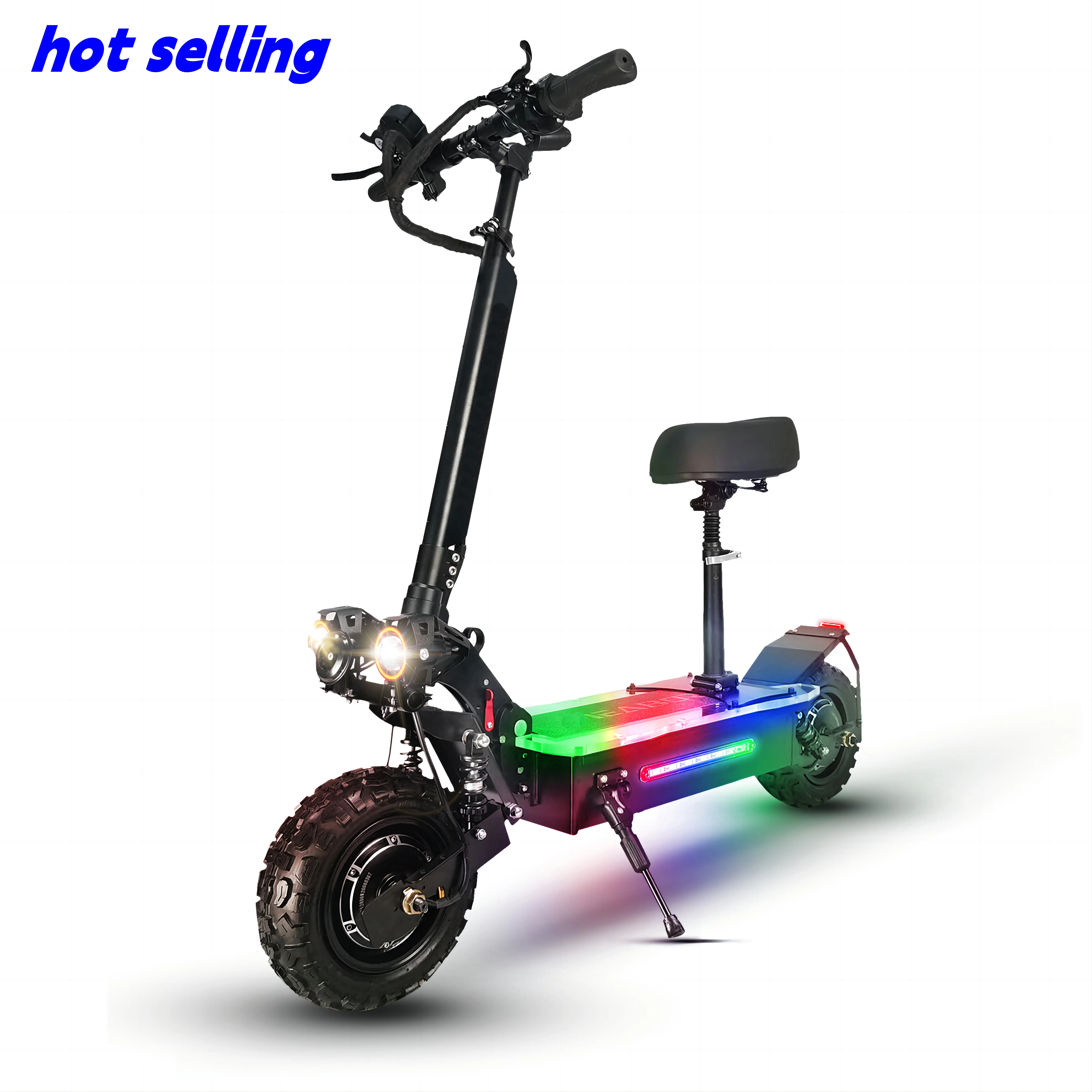 

Powerful 11 inch wheels max speed 70-80km/h 5600w 27Ah dual motor 60v foldable electric adult scooter with acrylic LED light