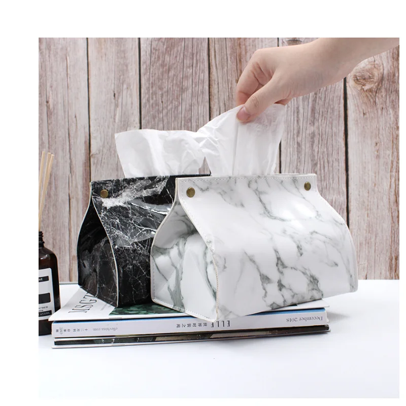 

Tissue Case PU Leather Facial Tissue Box Cover Rectangular Napkin Snap Closure Holder