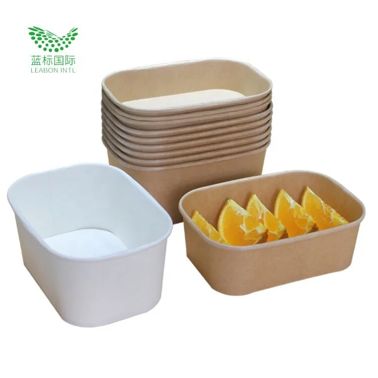 

Kraft paper meal box oval rectangle thickened microwavable disposable square meal box takeaway box paper bowl