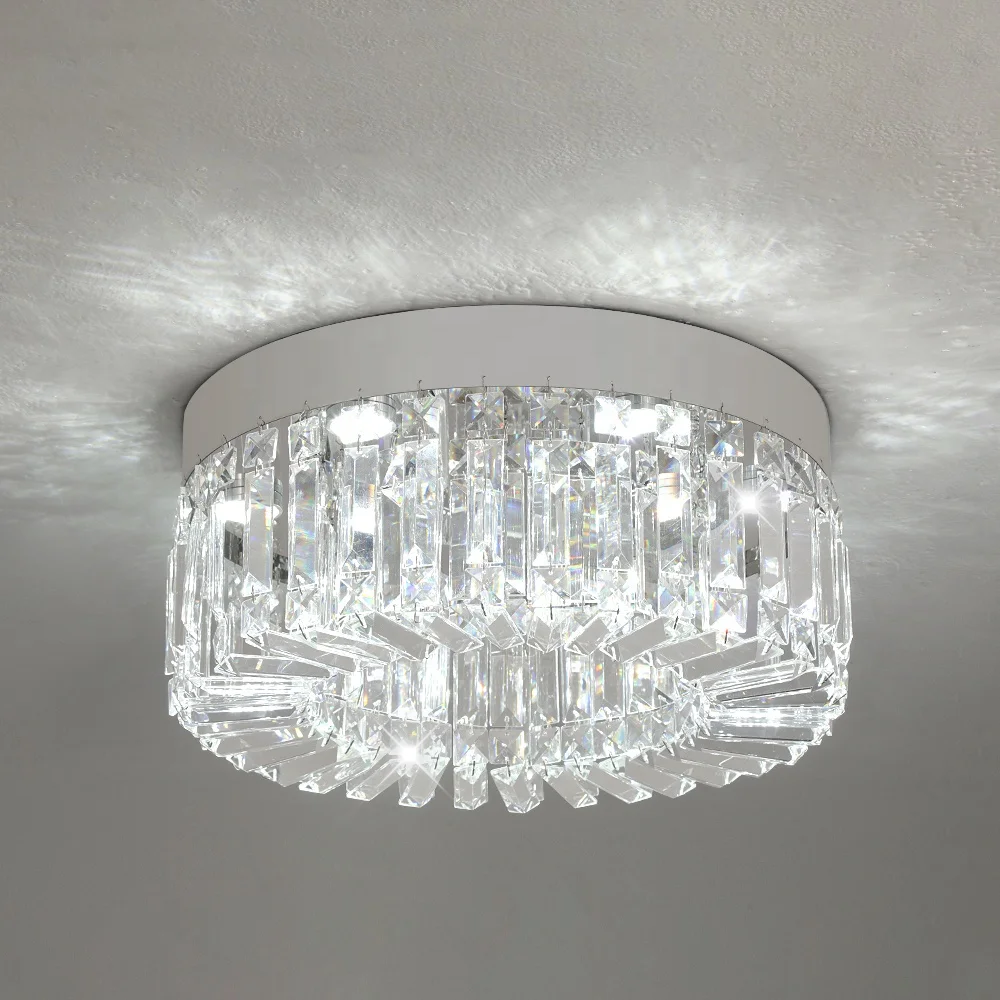 UK Warehouse Dropping Modern 50cm Diameter Crystal Stainless Steel Crystal Ceiling Chandelier  Round Chrome Led Pendant Light
