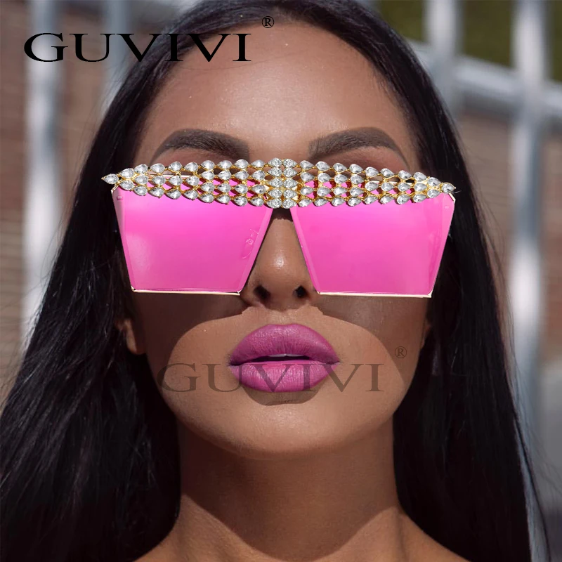 

GUVIVI New luxury hot selling sunglasses women diamond crystal sunglasses 2020