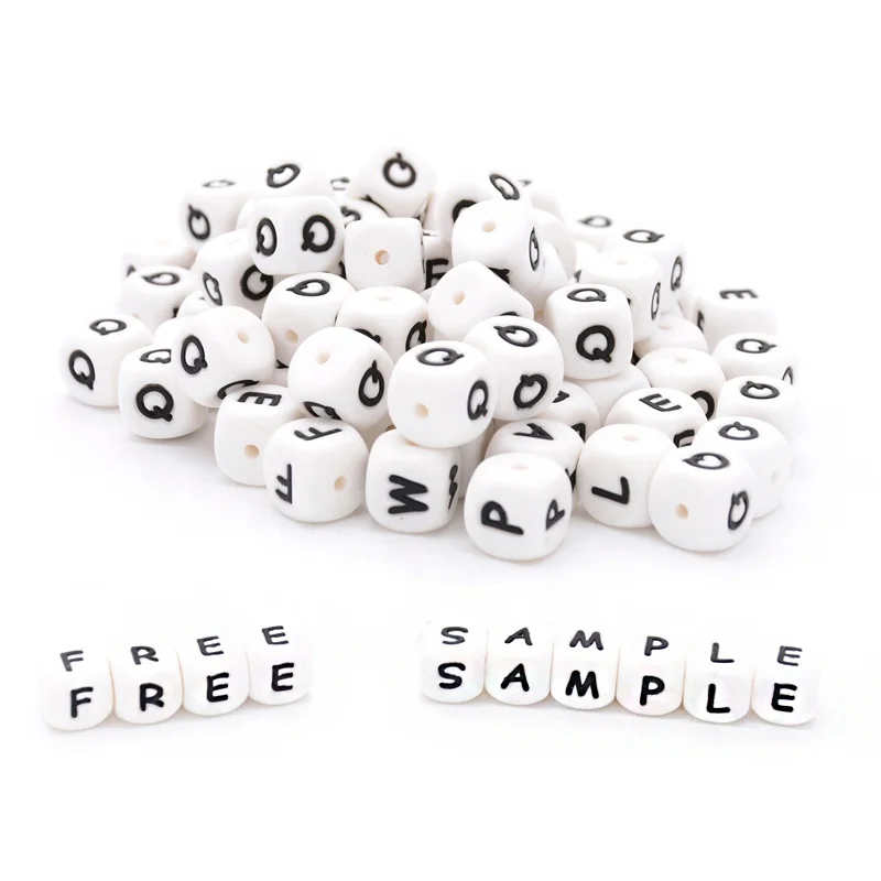 

Wholesale baby food grade silicone tooth beads, silicone letter beads, White