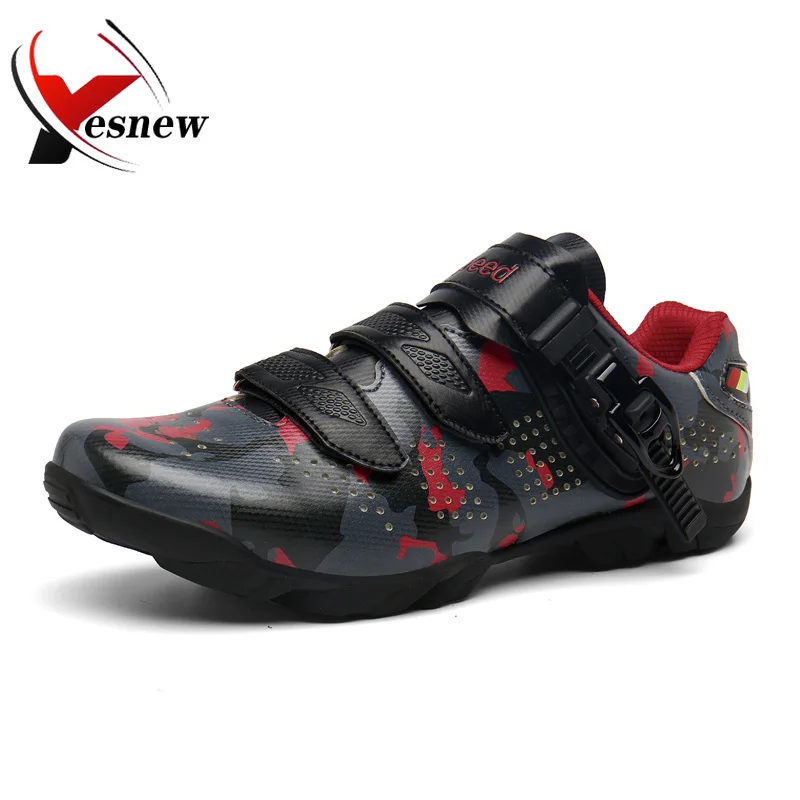 

New MTB Men Cycling Shoes Bike Shoes Women Self-Locking Camouflage MTB Sneakers Male Road Racing Shoes, Camouflage red/camouflage green/camouflage discolor