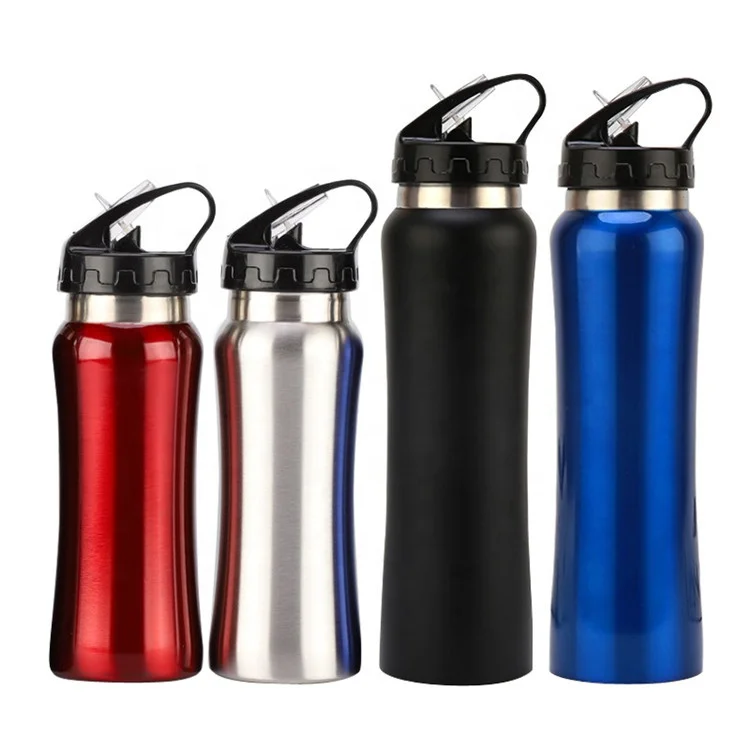 

single wall stainless steel water bottle with straw and handle sport bottle for outdoor, Customized color