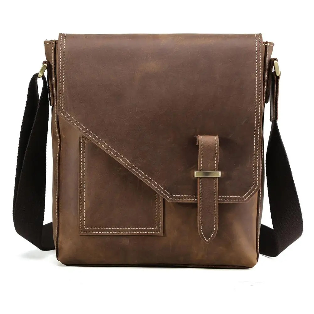 

TIDING Custom Logo Vintage Sturdy Crazy Horse Genuine Leather Satchel Messenger Shoulder Bag For Man, Customized color