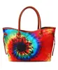 DOMIL Wholesale Tie Dye Tote Bag Mixed Colors Weekend Bag Customized Rainbow Canvas Tote Bag With Black Sunflower DOM-1081333