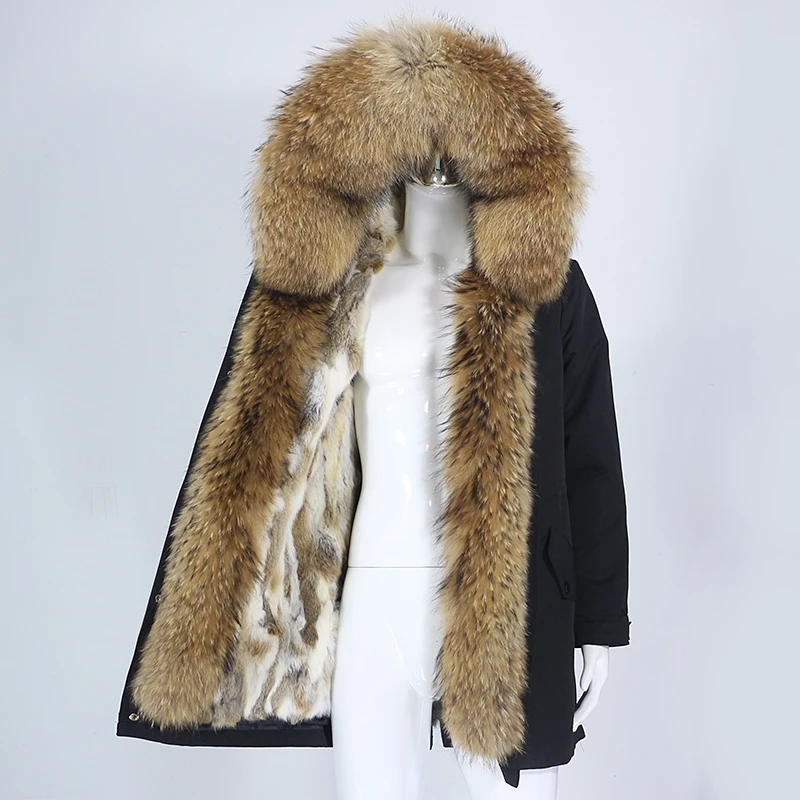 

OFTBUY 2021 Waterproof Men Winter Jacket Long Parka Natural Real Raccoon Fox Fur Coat Collar Hooded Rabbit Liner Streetwear Warm