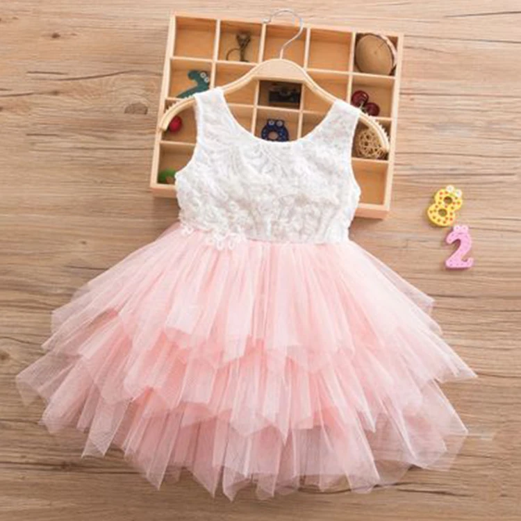 

Children'S Banquet Dresses For Little Girls Sleeveless O-Neck Halter Wedding Dress Baby Party Clothing Mesh Skirt