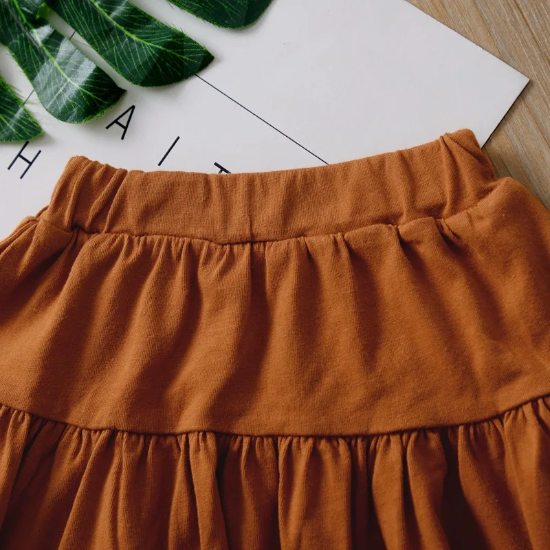 
New Design Summer Baby Girl Outfits Sleeveless T Shirt Ruffle Skirt 