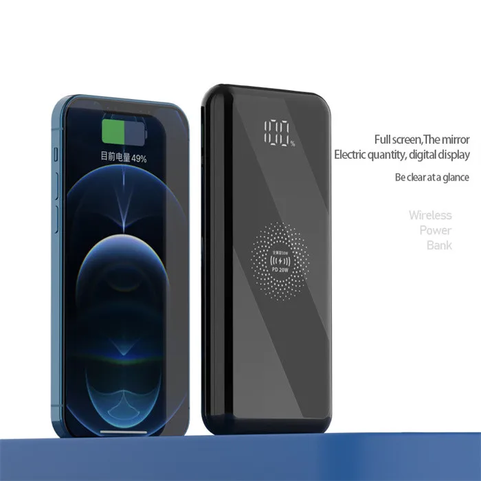 

DNA smartphone mirror Powerbank 10000Mah Mobile Charger 10000 Mah Wireless Portable Slim Wallet Mi Power Banks for Xiaomi, Black/white