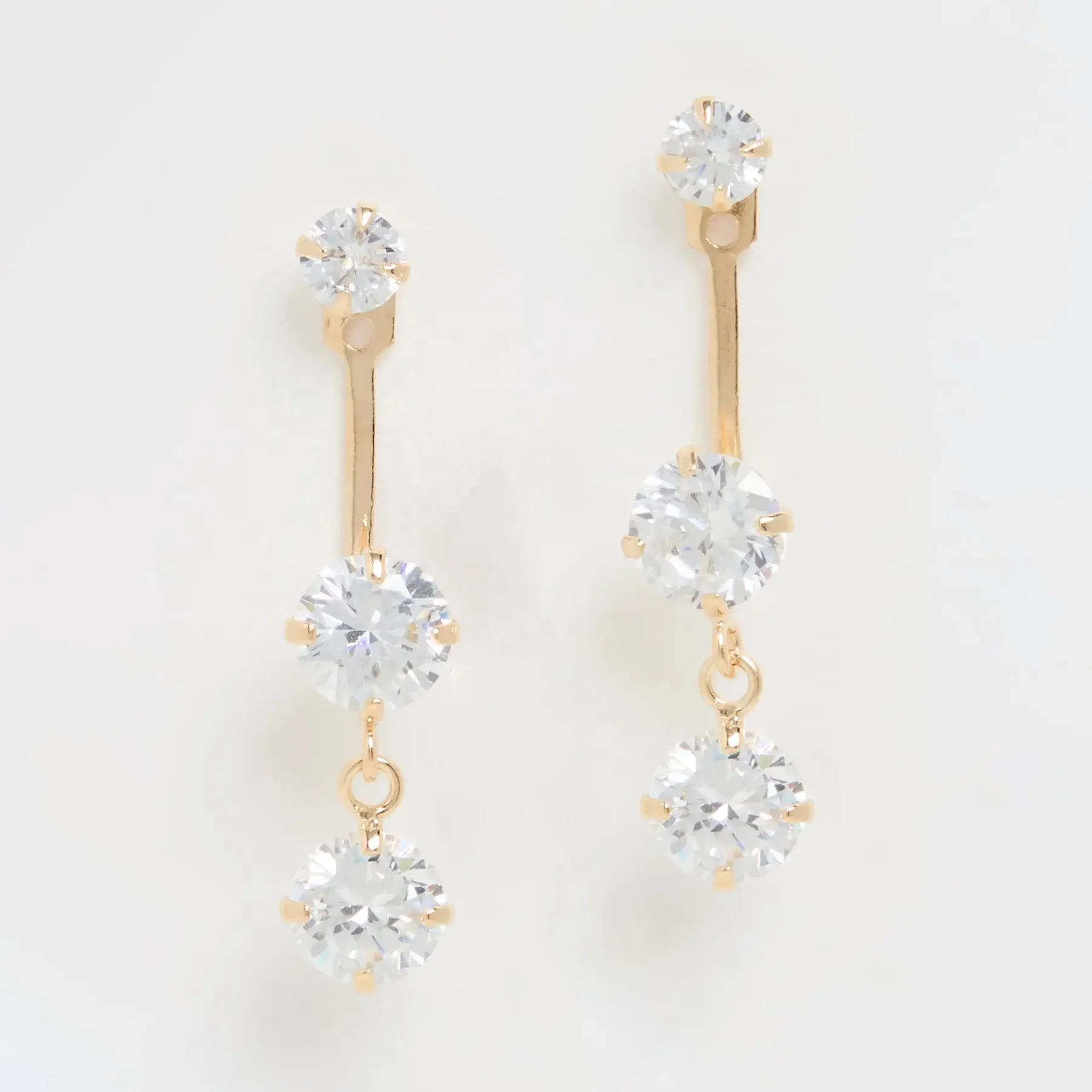 

LOZRUNVE 925 Silver Gold Jewelry Fashion Elegant Diamond Drop Ear Jacket Earring