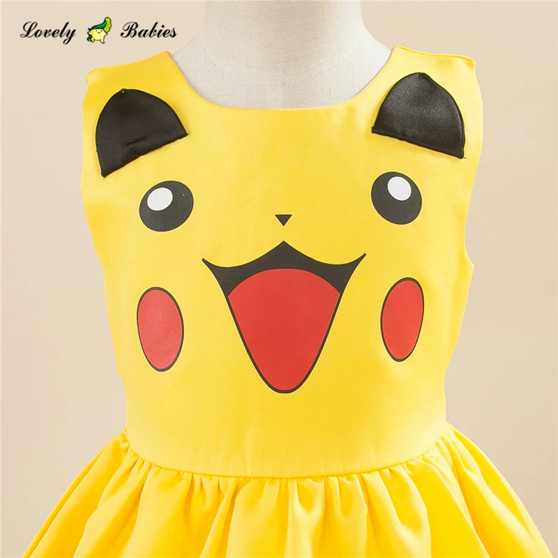 Pokemon Pikachu Costume Anime Movie Kids Girl Cosplay Costume Party  Halloween Muscle Clothing Child Dress Up