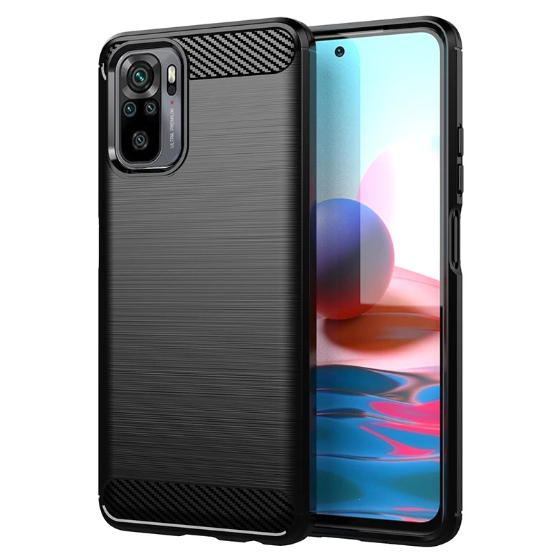 

Simple Anti-fall Soft TPU Carbon Fiber Phone Back Cover For Xiaomi Redmi Note 10 Case