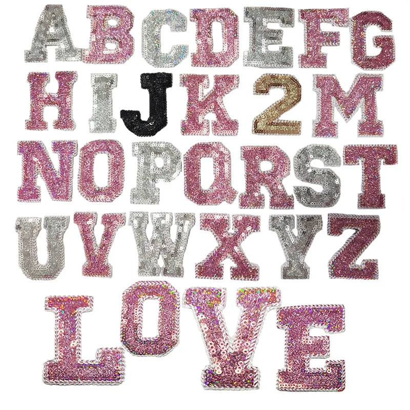 

26 Letters Sequins Alphabet Letters Patches Heat Press Patches