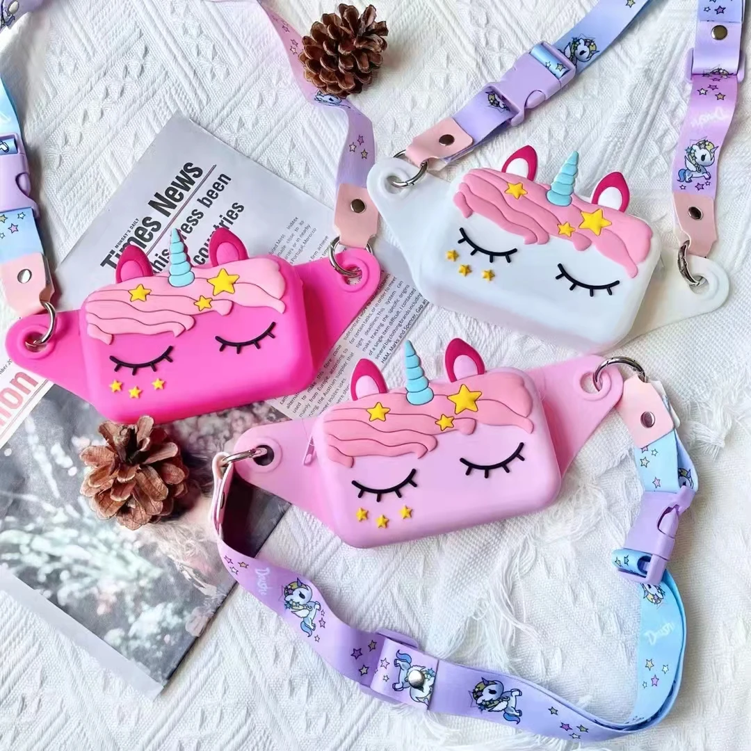 

3D Cute Lovely Cartoon Characters Unicorn Shoulder Storage Crossbody Bag Kids Coin Card Cosmetics Waist Purses Handbags