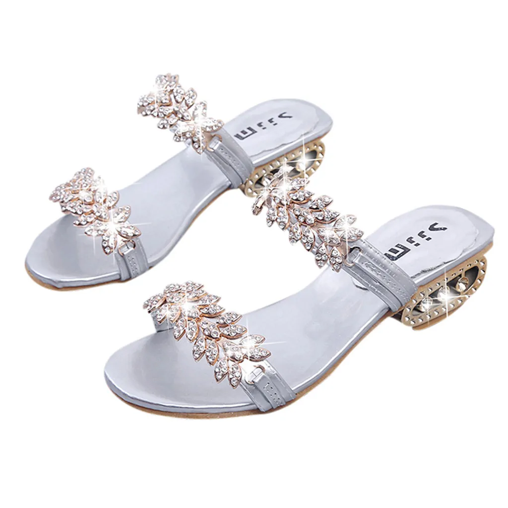 

Factory Sale Ladies Fashion Sexy Sandals Solid Color Open Toe Rhinestone Strap Women Street Party Office Shaped Heels Sandals