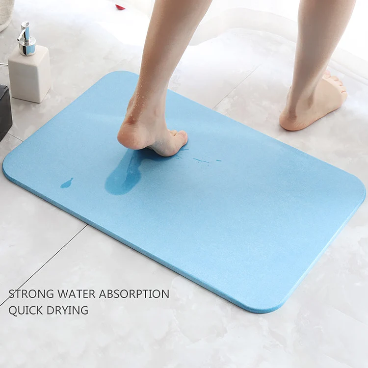 

Anti-Slip Foot Pad Super Absorb Dry Diatomite Bath Mat, White with pattern printing or customized