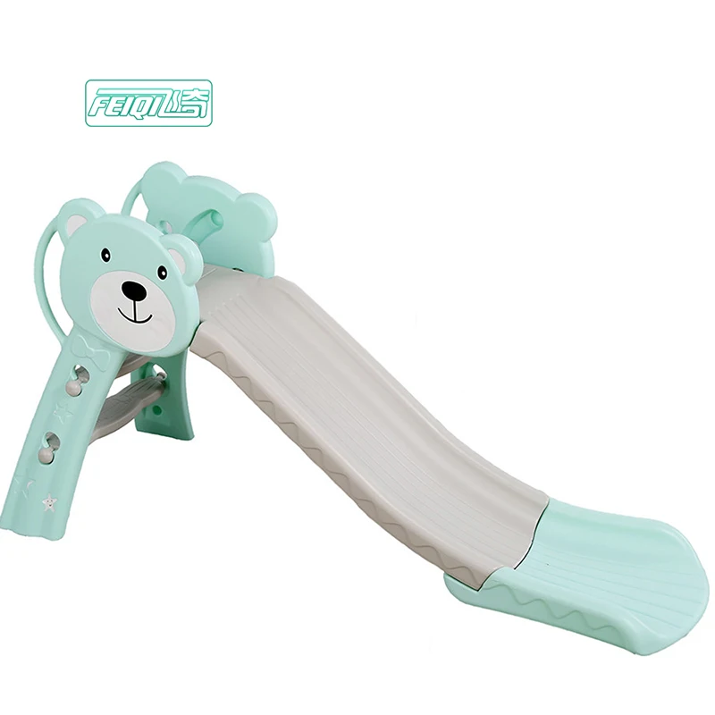 

Preschool children outdoor bear plastic slide with super quality, Green