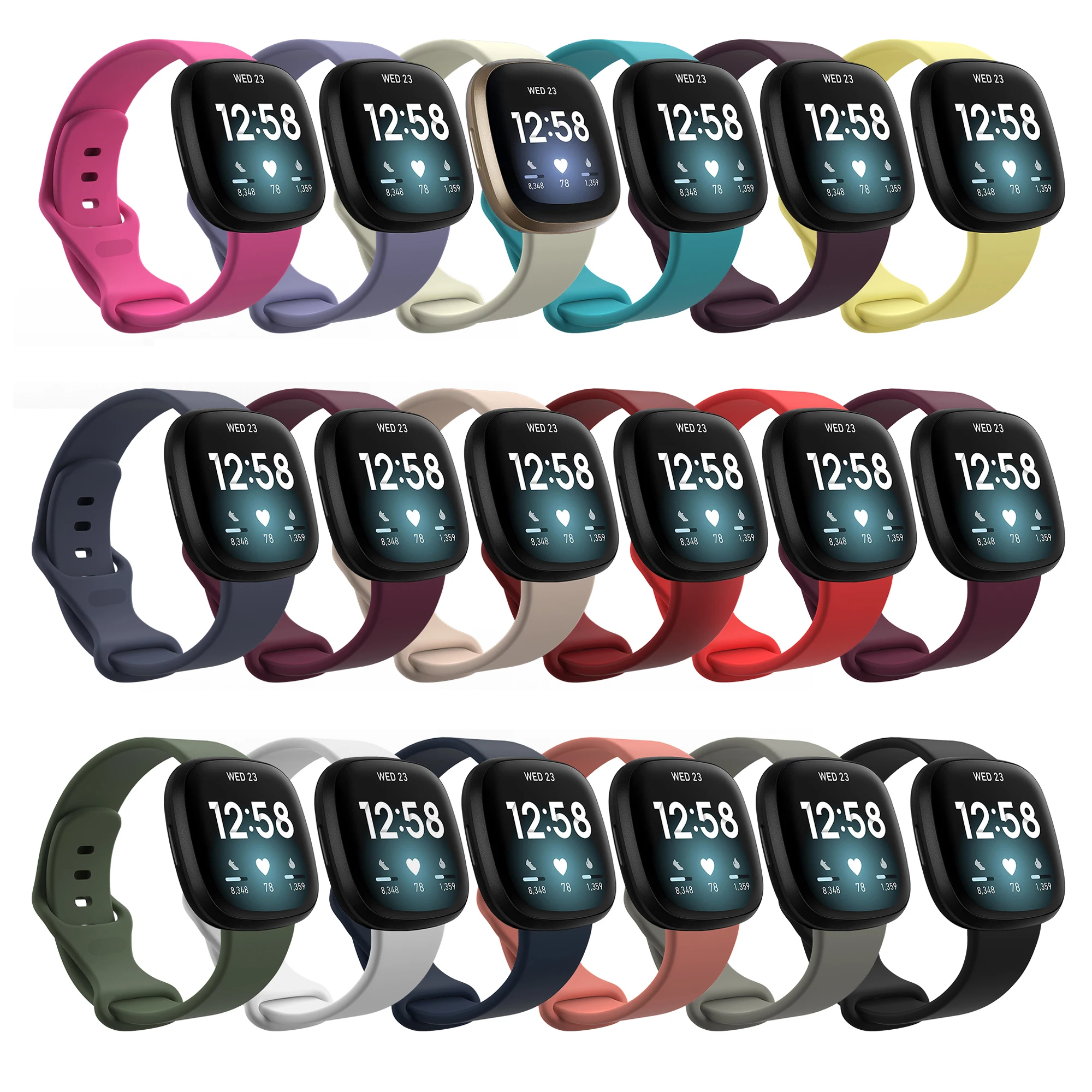 

Tschick Bands for Fitbit Versa 3 Waterproof Soft Silicone Sport Straps Replacement Women Men Wristbands for Fitbit Sense Watch, Multi-color optional or customized