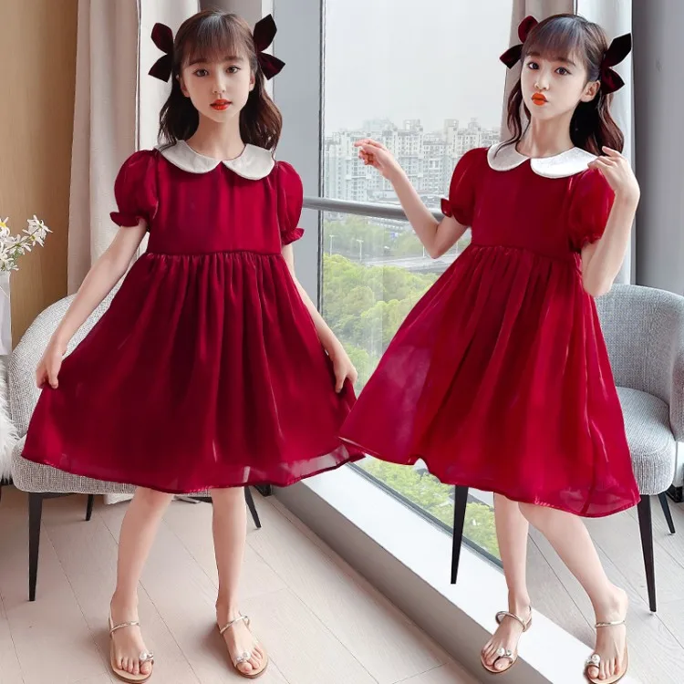 

High-end custom kids Girl Dresses Lace Blue Vintage Spanish Embroidery Cotton Ruffles Lolita Wholesale Children's Clothes