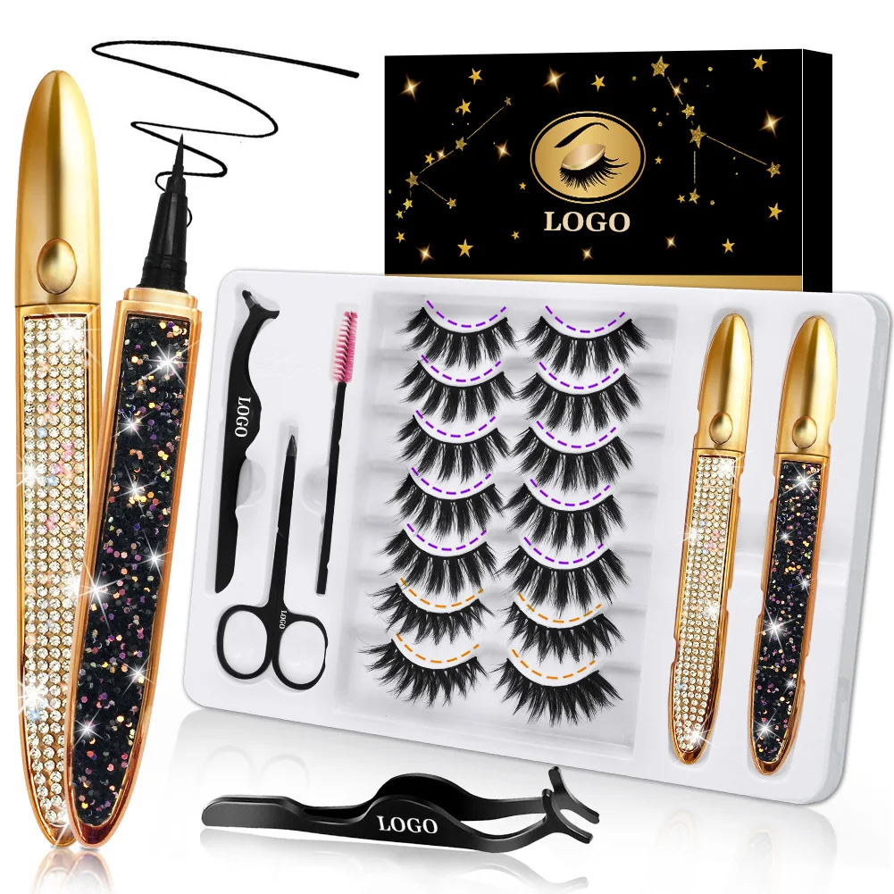 

2021 Magnetic Lashes and Eyeliner Long-lasting Light Glue Eye Liners Pen and 7 Pairs Faux Mink Eyelashes with Eyeliner kit