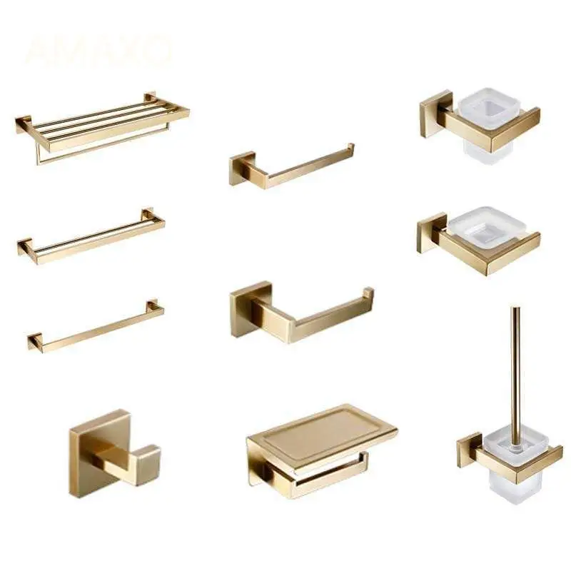 

AMAXO New Design Luxury Gold Steel 304 Hardware Set Accessory Wall Mounted Bathroom Accessories