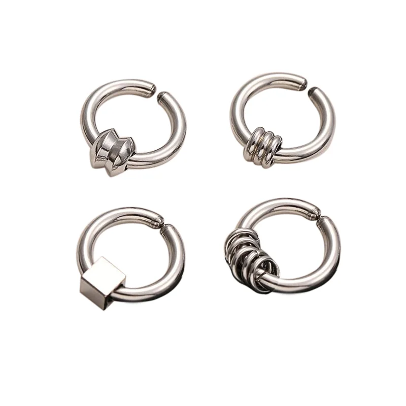 

Energinox Latest Hip Hop Style Stainless Steel Hoop Ear Clip On Earrings For Men