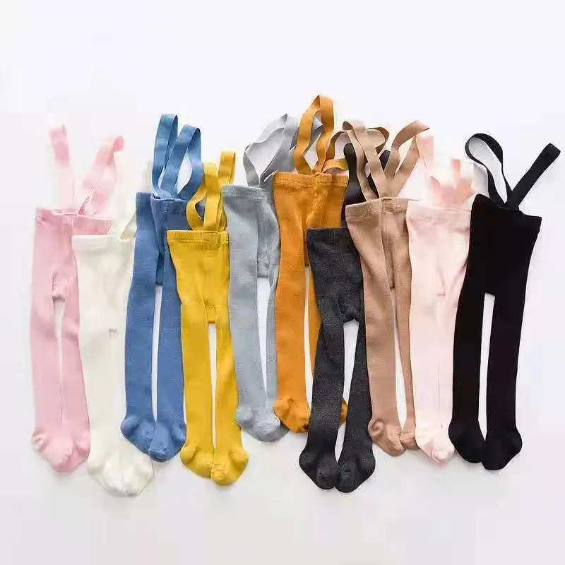 

Wholesale Fashion Toddlers Pants Spring Solid Color Cotton Knitted Suspender Tight Cute Baby Girl Boy Leggings, Colors