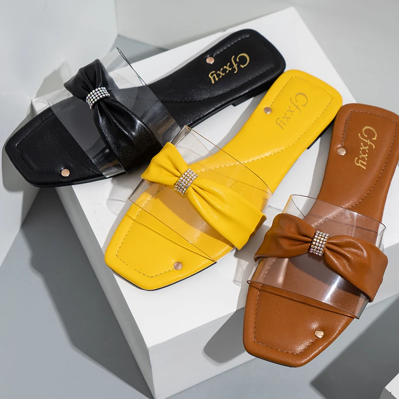 

Fashion women slipper chic design clear slides summer casual falt shoes for wholesale, Picture
