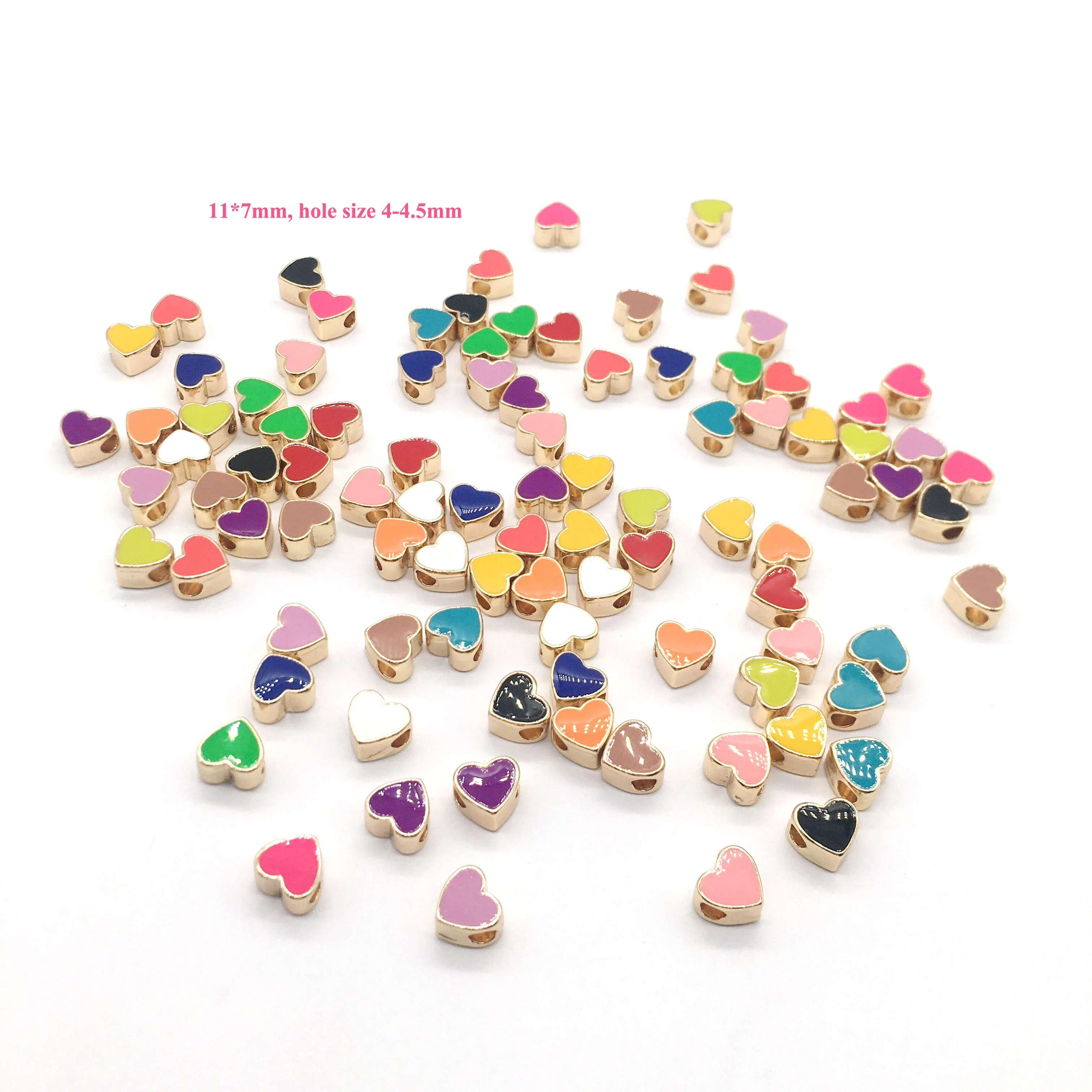 

4mm big hole spacer flower butterfly bead charms for elastic hair band metal alloy enamel heart charm for bracelet making