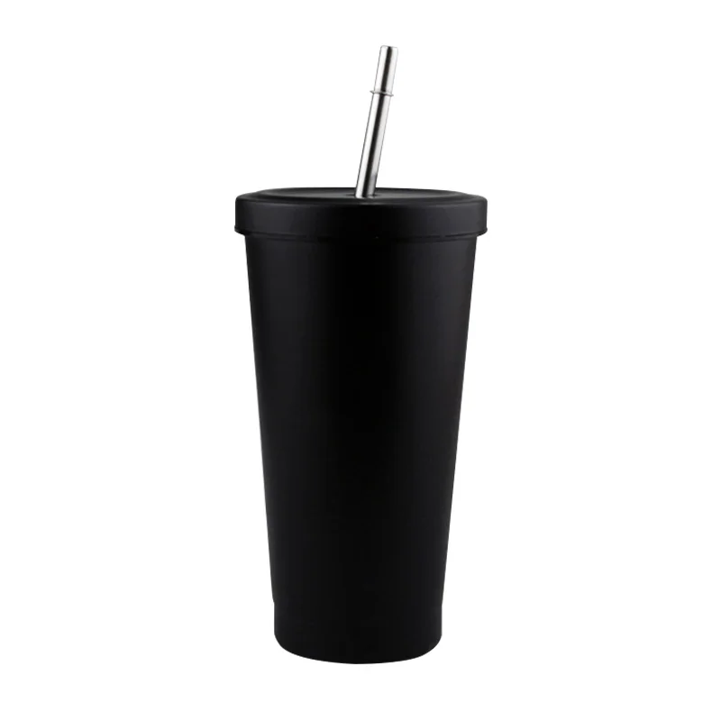 

BPA Free 17oz Black Tumblers Cups Double Wall Matte Plastic Tumblers with Lids and Straws, Black,grey,white,gold,pink,silver