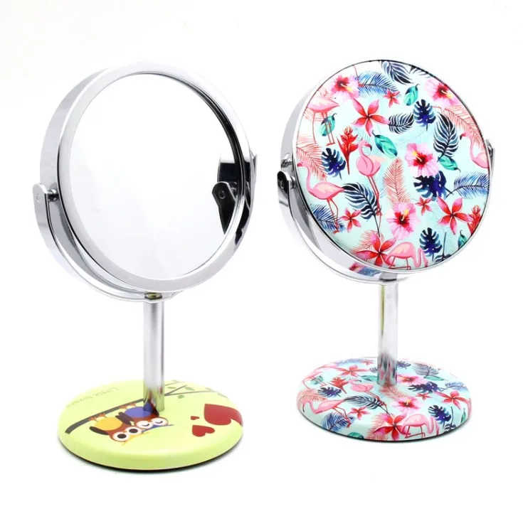 

Women Custom Hand Held Mirror Bronze Vintage Customized Logo Cosmetic Makeup Tabletop Portable 360 Rotation Handheld Mirror, Silver with different print