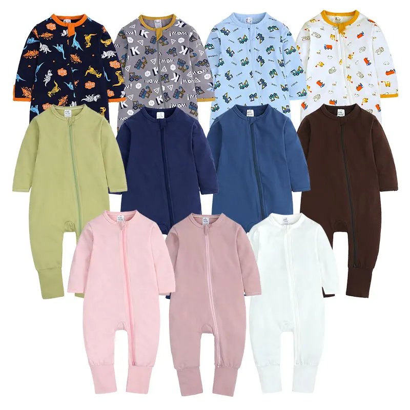 

High quality Baby Clothes Winter Long Sleeve Jumpsuit Baby Rompers Zipper Baby Rompers, Solid color