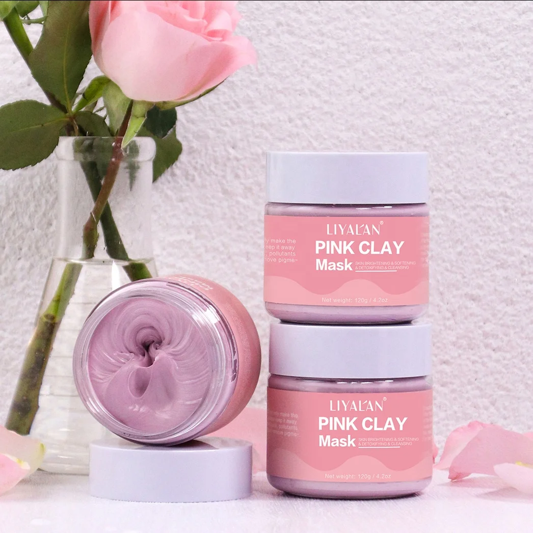 

OEM Vegan Facial Care Organic Rose Clay Mud Mask Skin Whitening Cleaning Kaolin Pink Clay Mask