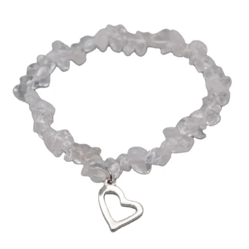 

PandaHall Natural Quartz Crystal Chip Beads Heart Alloy Charm Bracelets