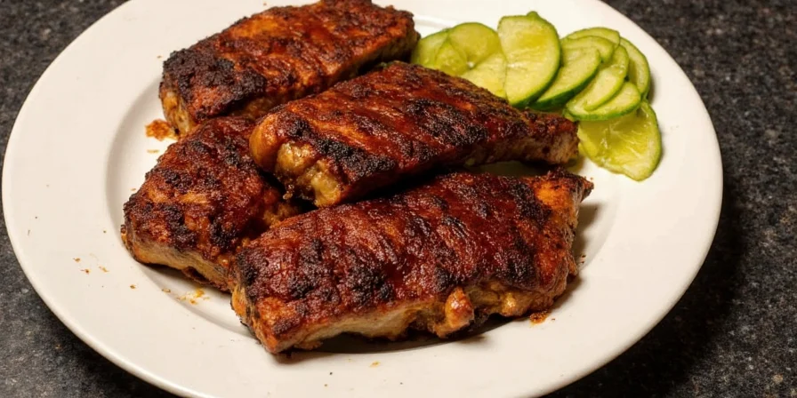 Final touches on slow-cooked ribs