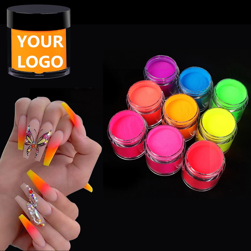 

Neon Pigment For Nail Art Salon Crystal Powders Poly For Nail Polish Nail Art Decorations Professional Acrylic Powder, 9 colors