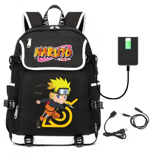 

Japanese Cartoon Styles Naruto Waterproof Canvas Colorful USB Charging Backpack Bag, Mixed color