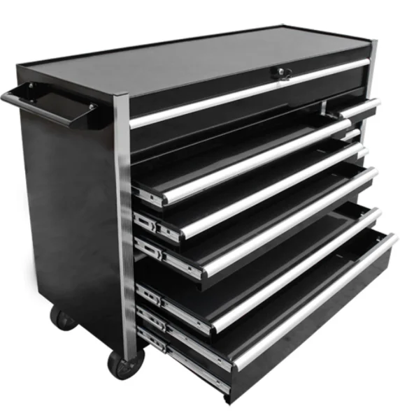New Design Garage Cabinet Storage Drawers Tool Trolley Set with Stainless Rubber Wood Top and Tools for Workshop factory