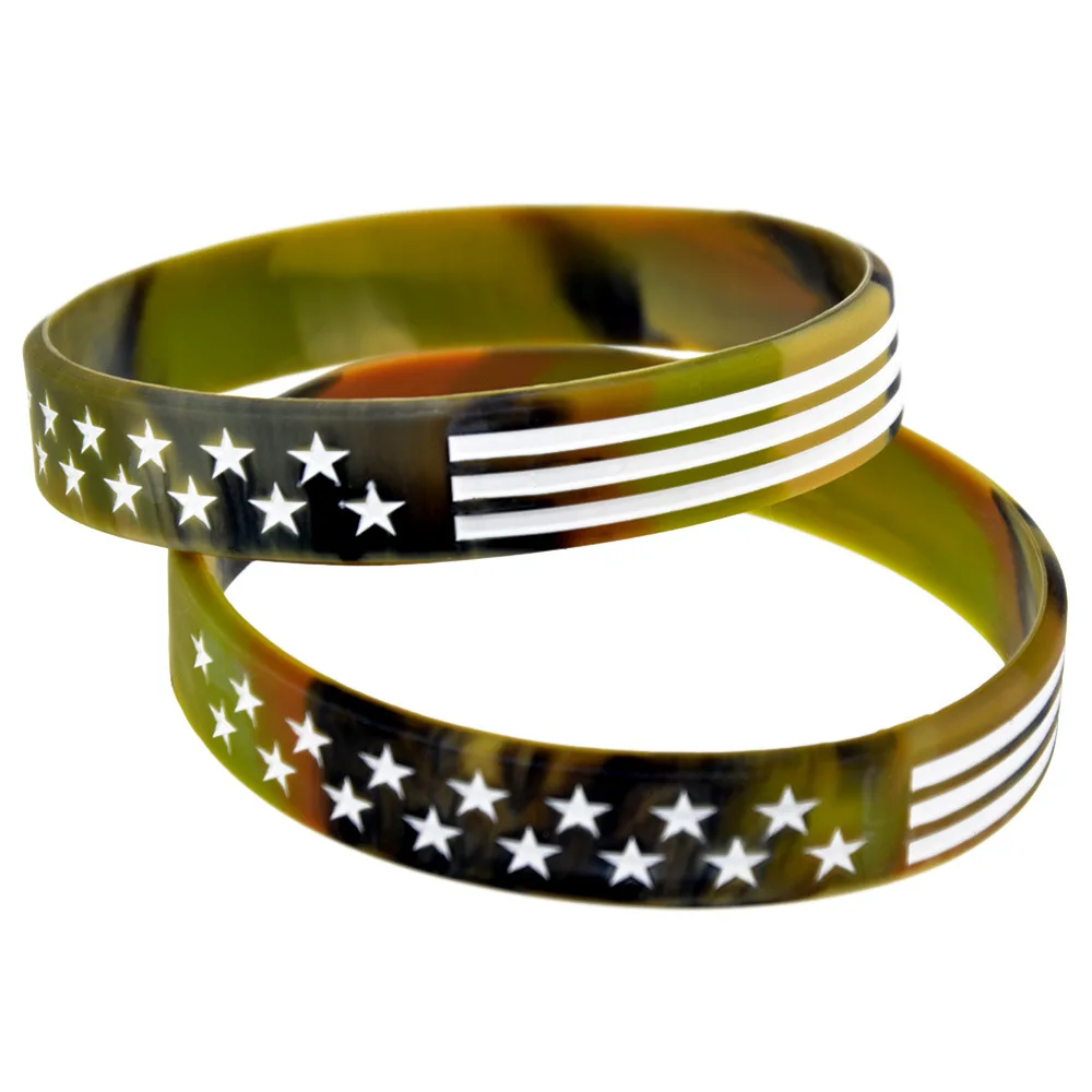 

american flag sports promotion logo printed Customized rubber bracelet Silicone Wristbands, Picture