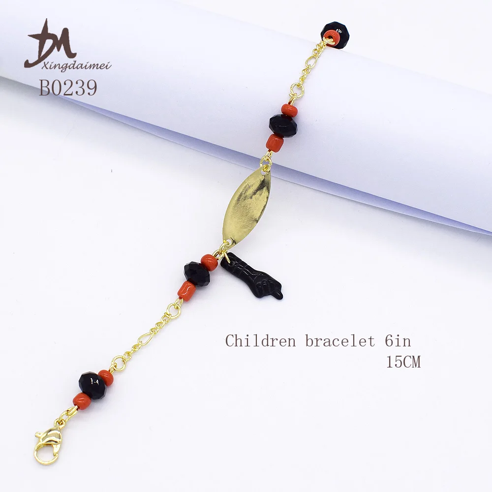 

B0239 Wholesale Baby Bracelet 18K Gold-plated Rosary Bracelet for Children Black Hands Children's Bracelet Handmade Copper, 18k gold real gold gold plated