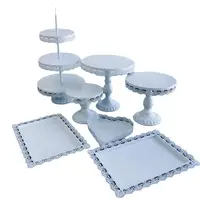 

5 Disk Pcs White Wedding Set Crystal Cake Tray Metal Cupcake Cake Stand