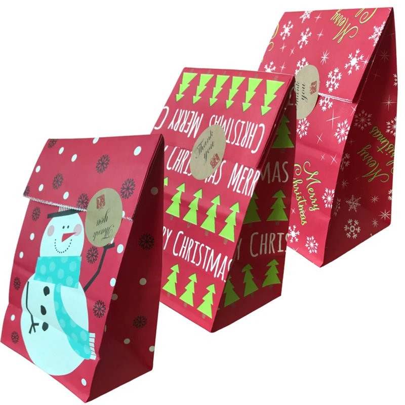 

Newest selling Christmas element printing luxury custom logo food storage christmas party gift bag, Picture