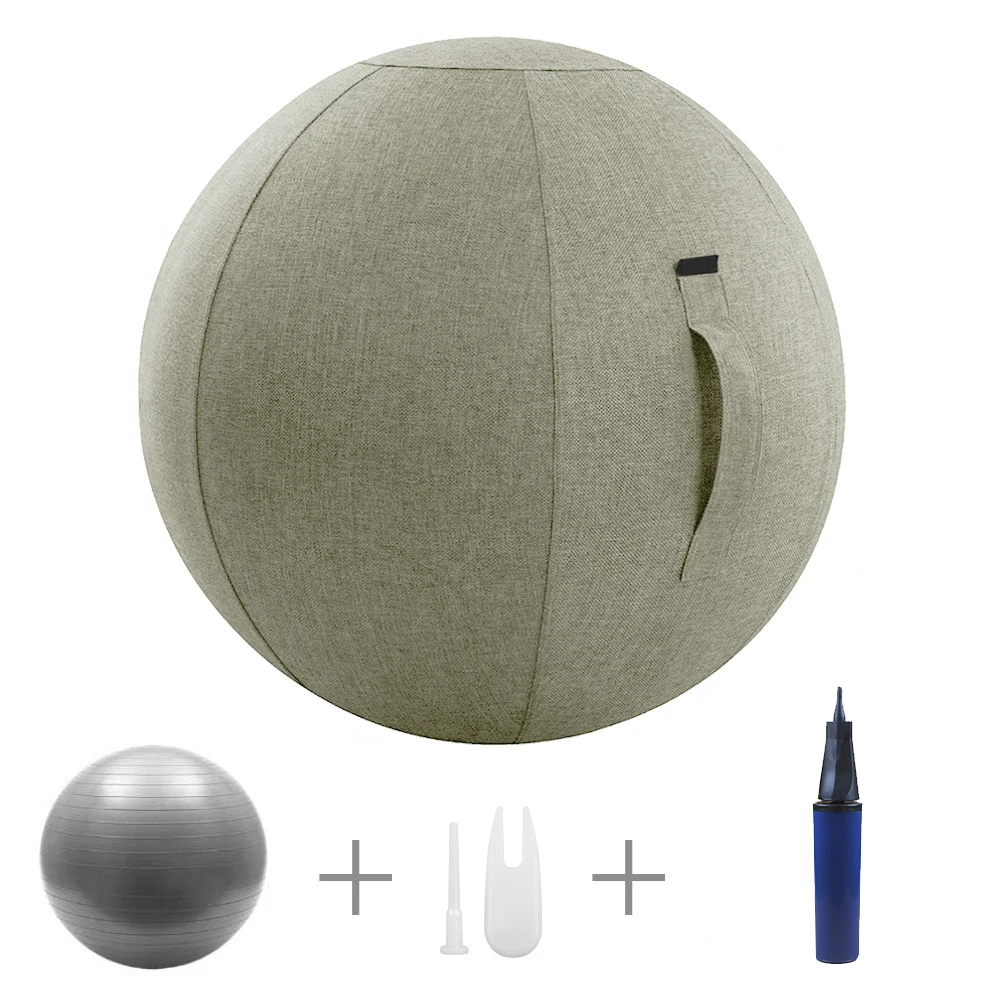 

Gym equipment fitness yoga ball with fabric cover,Sitting Ball Chair for Office,Pilates Ball Chair with Handle for Home, Color card